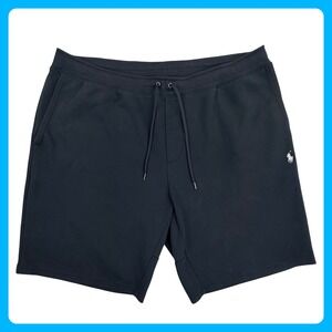 Polo Ralph Lauren Knit Shorts Men 2XB BIG Black Cotton Double Knit Gym Athletic